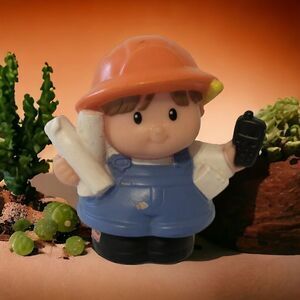 Little People Construction Worker FISHER PRICE 2002 Walkie Talkie Orange Hat '02